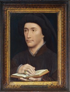 Retrato de um homem segurando um livro aberto (possivelmente bispo Guillaume Fillastre) pré 1437 (por verso ver 65800)
